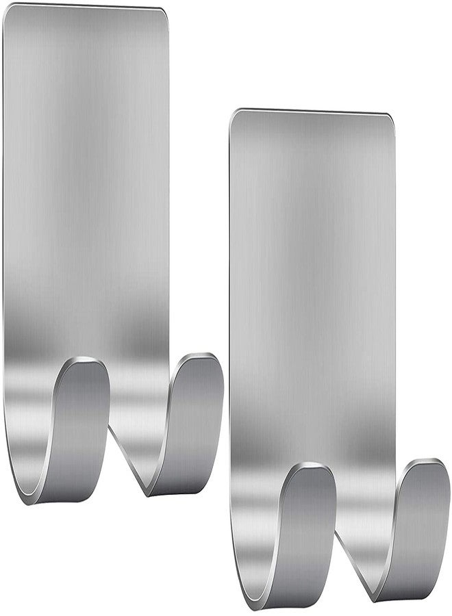 KolorFish Stainless Steel Shower-Hook Hanger Stand Adhesive Heavy Duty Utility Storage Hooks Bathroom Kitchen Organiser (Pack of 2) - Image 1